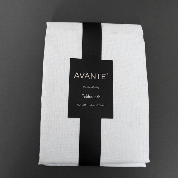 NWT Oblong Polyester Tablecloth White Silver Thread Deluxe 84" Any Occasion - Picture 2 of 8